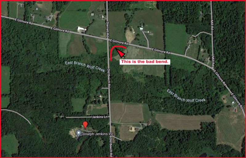 Be careful turning left here when driving a tractor trailer going to Joseph Jenkins Inc. Be careful turning left here when driving a tractor trailer going to Joseph Jenkins Inc.